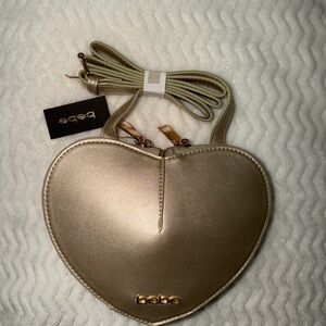 Bebe Metallic Gold Heart Mini Bag